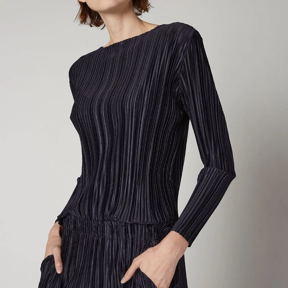 Ruti Plisse Pleated Top - Midnight Blue - Size S/M